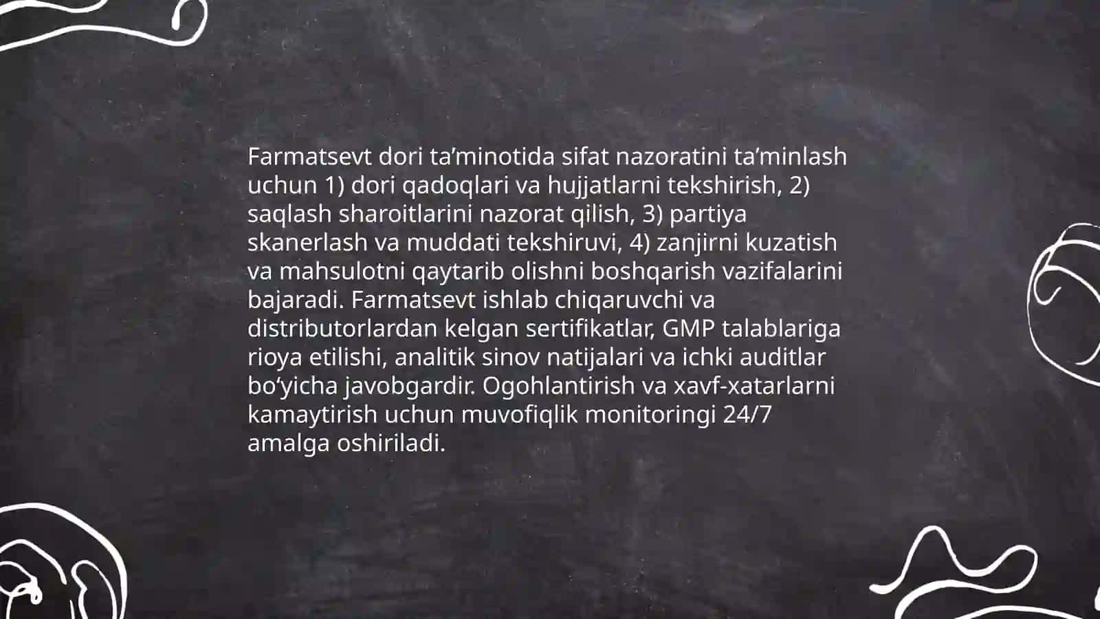Farmatsevt mutaxassisining dori ta'minoti tizimidagi roli 4