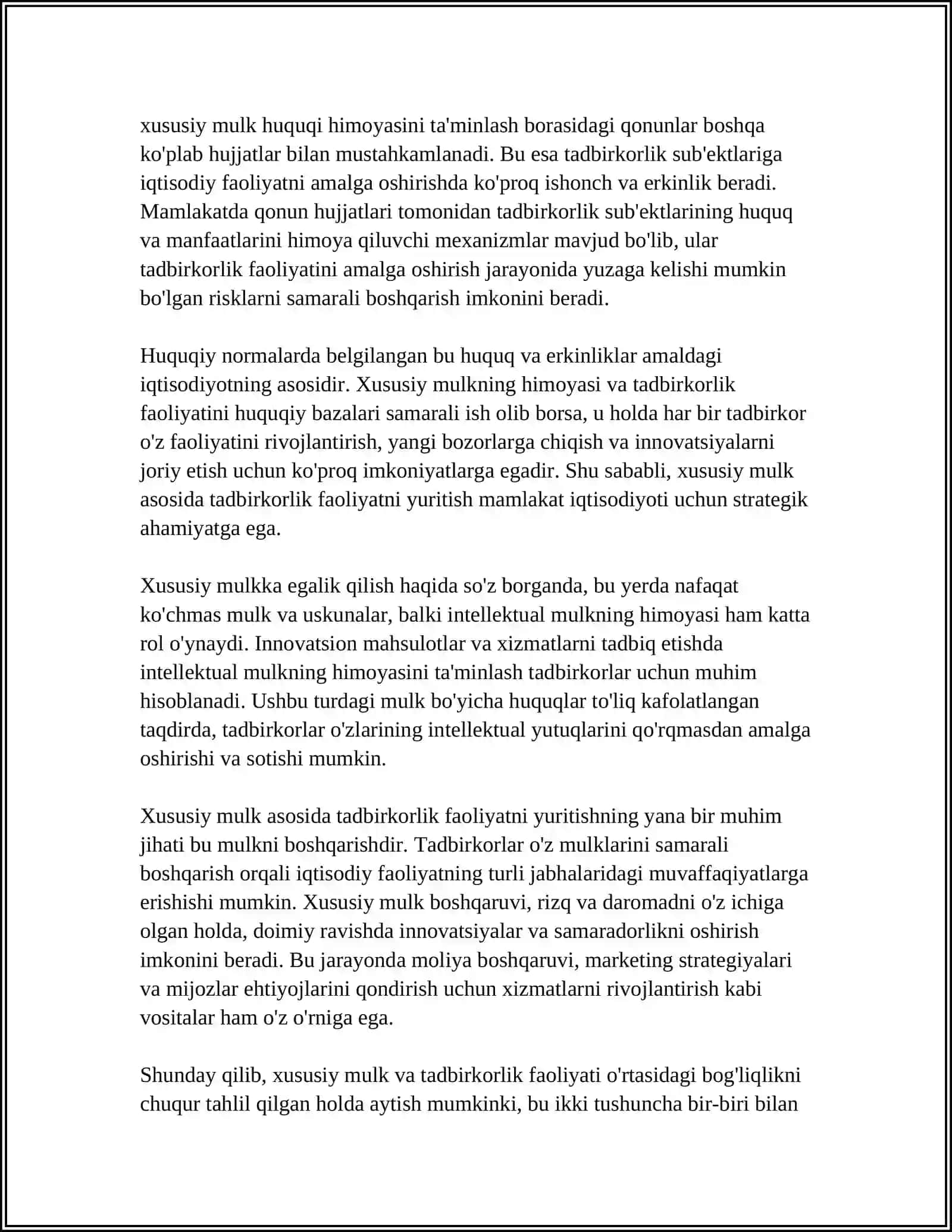 XUSUSIY MULK ASOSIDA TADBIRKORLIK FAOLIYATINI YURITISH 4