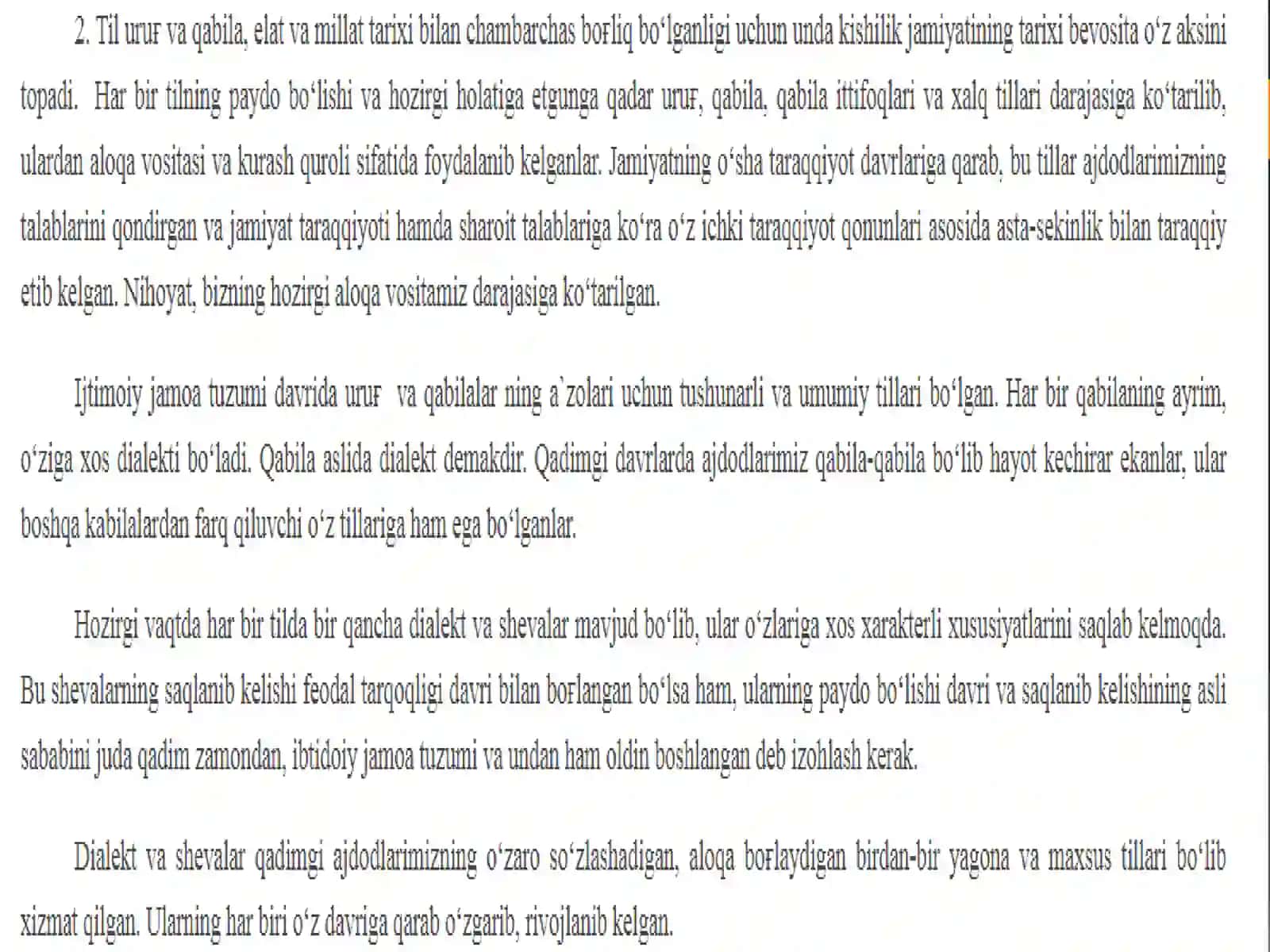 Til ijtimoiy doim o'zgarib rivojlanib turuvchi hodisadir 4