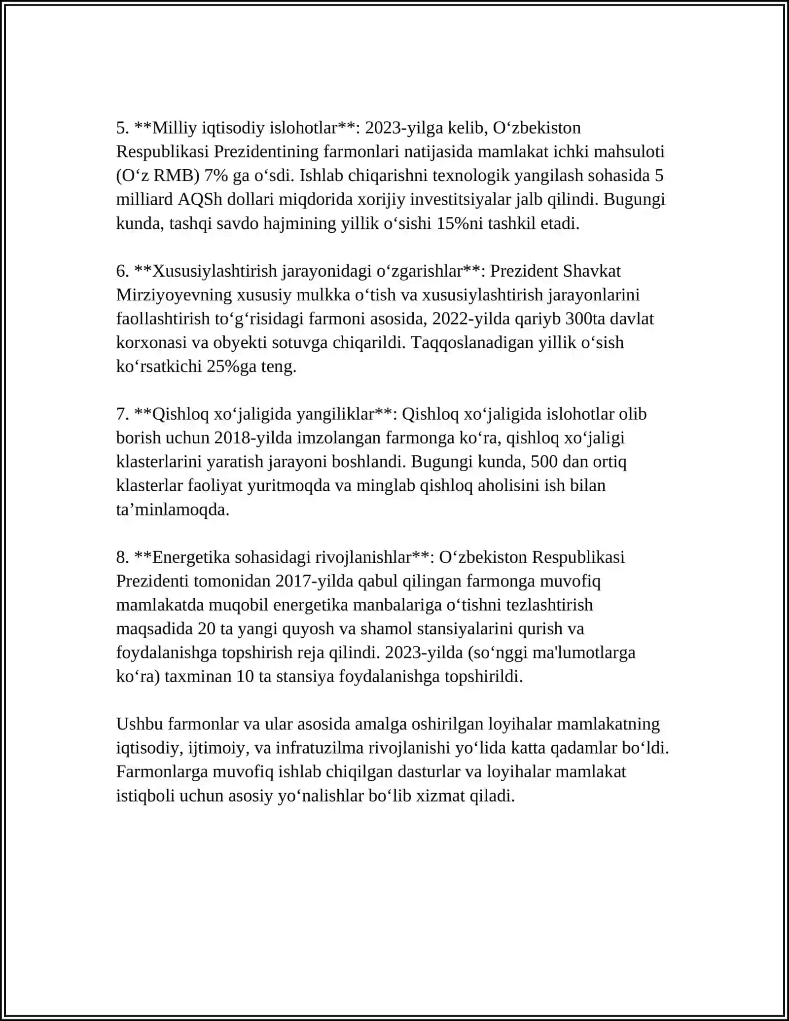 O‘ZBEKISTON RESPUBLIKASI PREZIDENTINING RETSEPTURAGA ASOSLANGAN QONUN VA FARMOYISHLARI 4