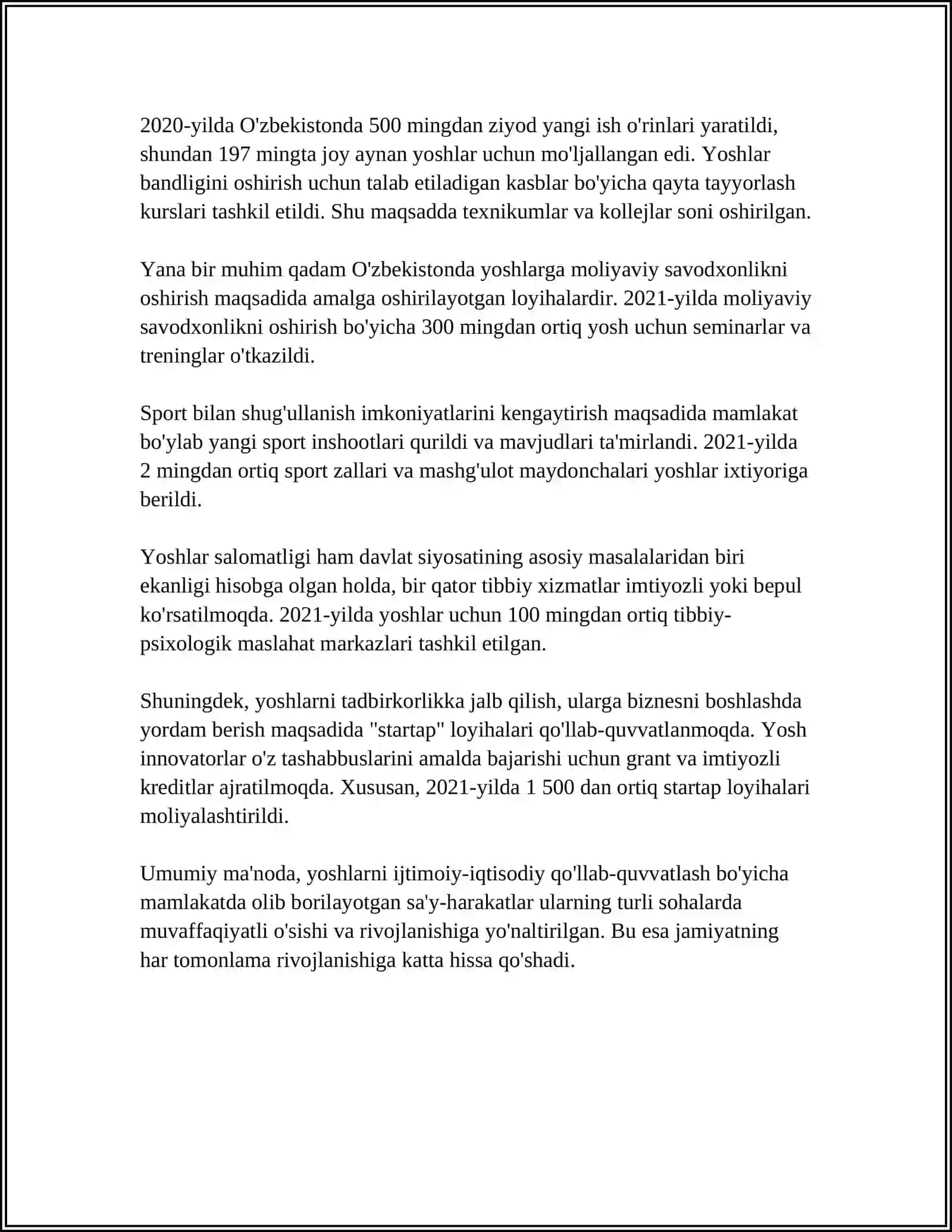YOSHLARNI QO'LLAB QUVVATLASHNI DAVLAT SIYOSATINI AHAMIYATI 4