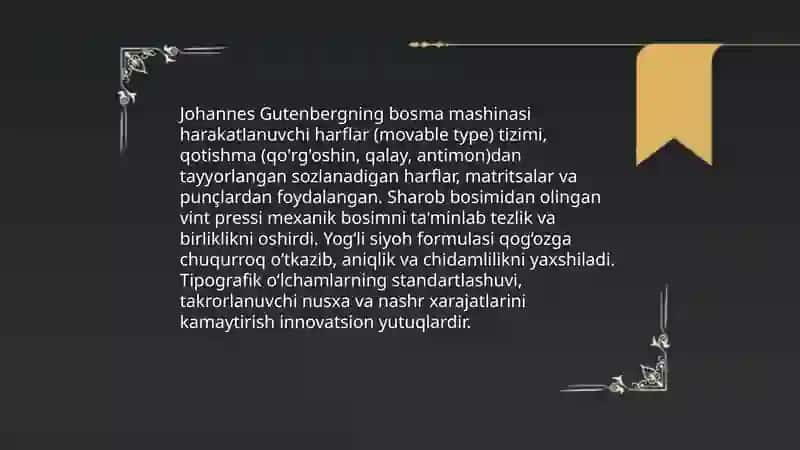 Kitob nashr qilishning kashf qilinishi (Gutenberg) va uning amaliy ahamiyati 4
