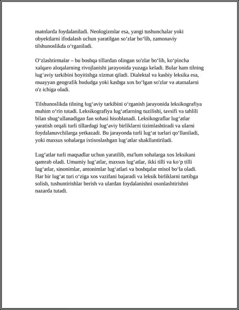 TILNING LUGʻAVIY TARKIBI.LEKSIKOGRAFIYA.LUGʻAT TURLARI 4