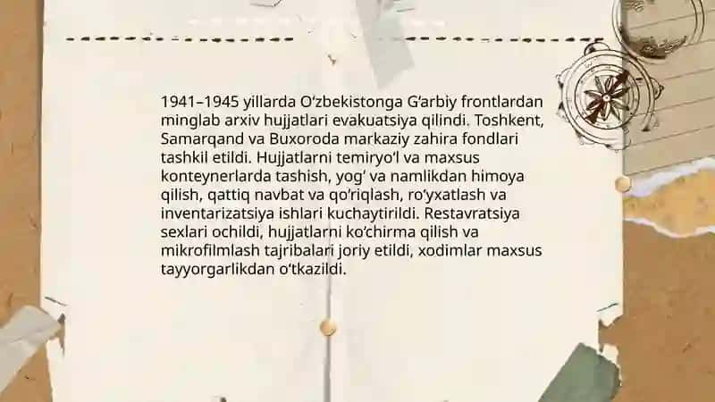 1940-1950 yillarda o’zbekistonda arxiv tizimining rivojlanishi 4