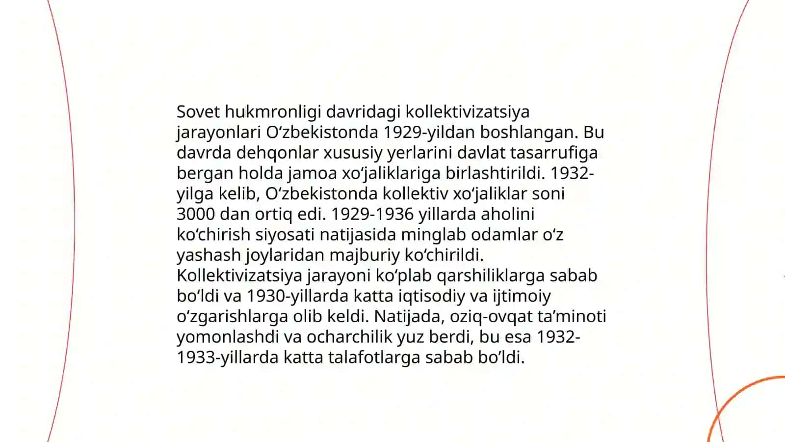 Rossiya imperiyasi va Sovet hukmronligi davrida oʻlkadagi ijtimoiy iqtisodiy, siyosiy va maʼnaviy jarayonlar 4