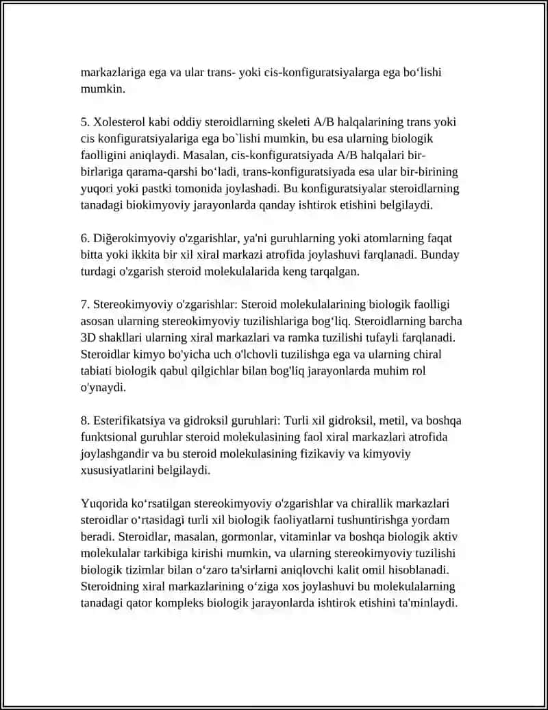 STEROIDLAR VA TERPENLARNING STEREOKIMYOSI 4
