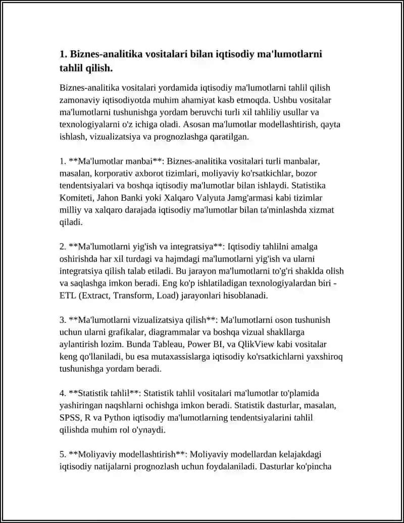 IQTISODIY AXBOROTLARNI QAYTA ISHLASH JARAYONIDA BIZNES-TAHLIL QILISH TIZIMLARIDAN FOYDALANISH 4