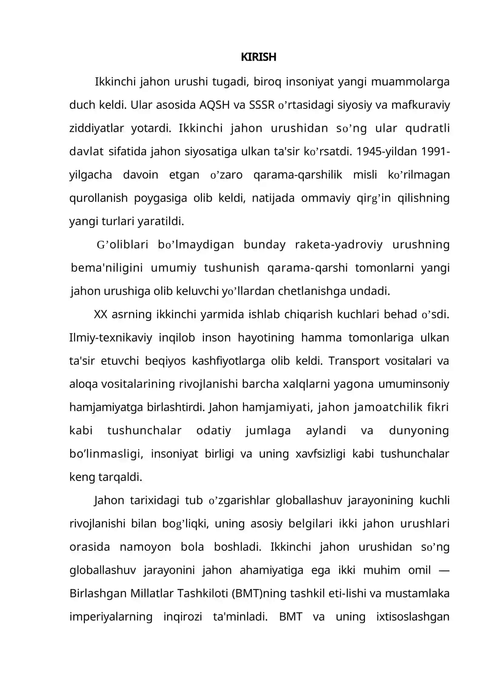 'SOVUQ URUSH'FANIDAN KURS ISHI 4