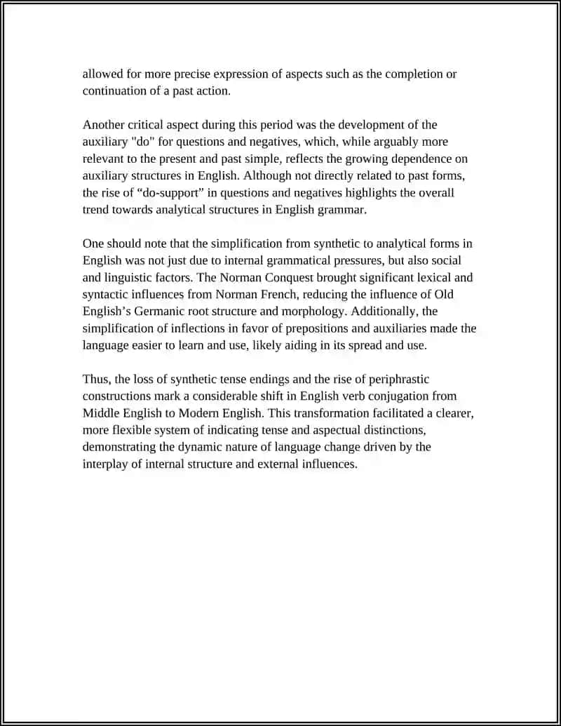 CHANGES IN GRAMMATICAL SYSTEM IN MNE. TENSES AND ASPECT: FROM ME TO MNE. ANALYTICAL FORMATION 4