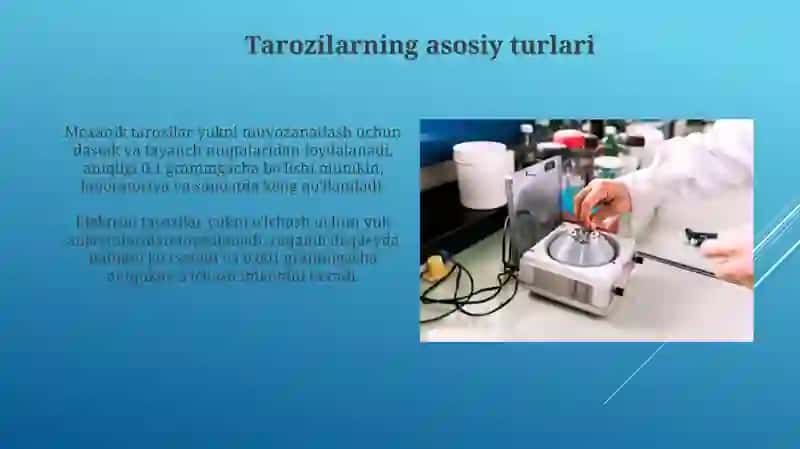 Tarozilar va boshqa kimyoviy qurilmalar ishlatilishi 4