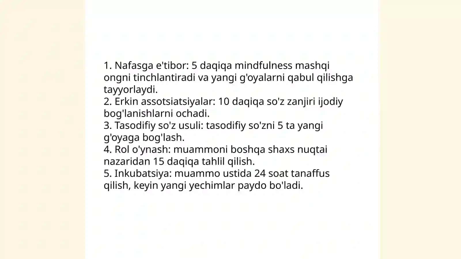 Kreativ fikrlash va uni rivojlantirish yollari 4