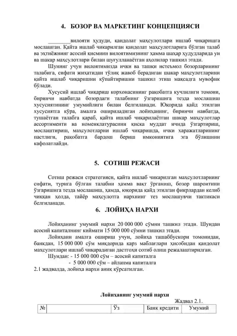 qandolat mahsulotlari_navvot biznes reja 4