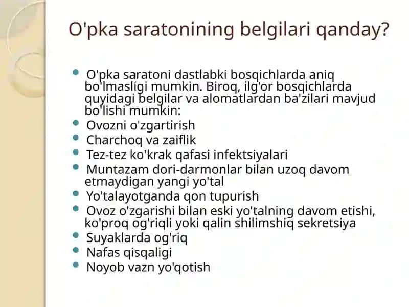 O’pka raki kasalligi haqida ma’lumot 4