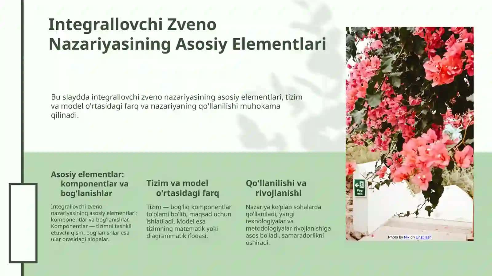 INTEGRALLOVCHI ZVENO NAZARIY MODEL VA TIZIMI ANIQLIGIGA TASIRI 4