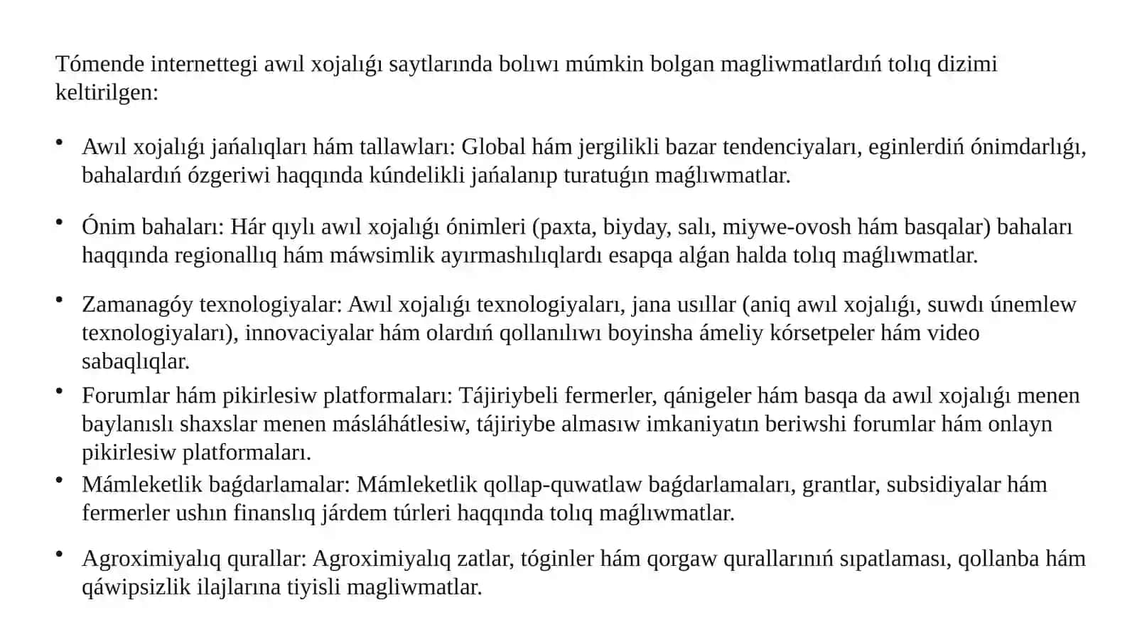 Internettegi awıl xojalıǵına tiyisli veb-mánziller hám olardan informaciyalardı kóshiriw 4
