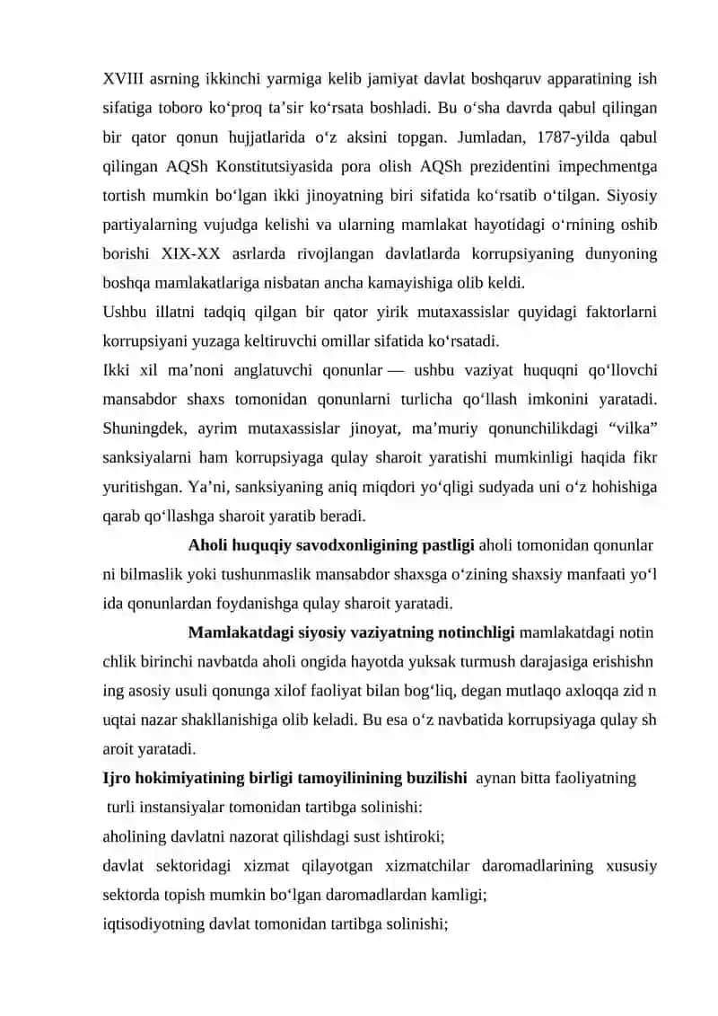 Korrupsiyaning mohiyati, oqibatlari va unga qarshi kurash mexanizmlari 4