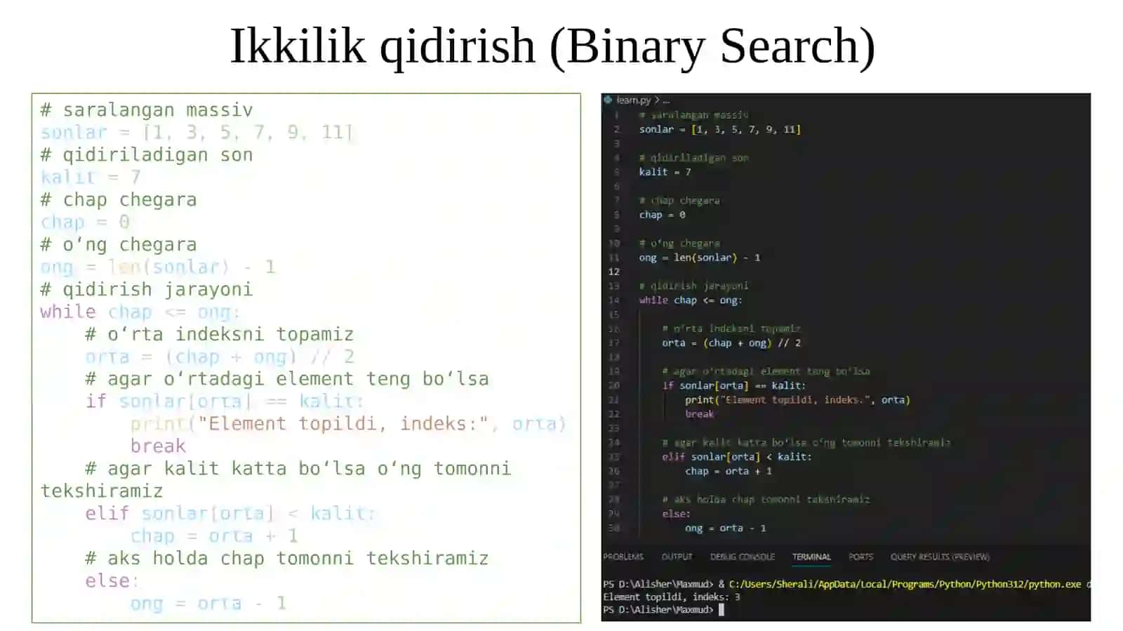 Malumotlarni qidirish algoritmlarini ishlab chiqish 4