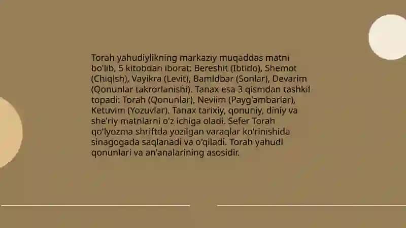 Yahudiylik ta'limoti, an'ana va marosimlari 4