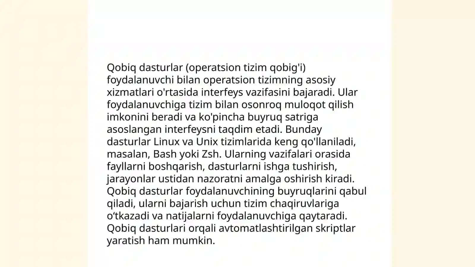 Zamonaviy operatsion tizimlar va qobiq dasturlar 4
