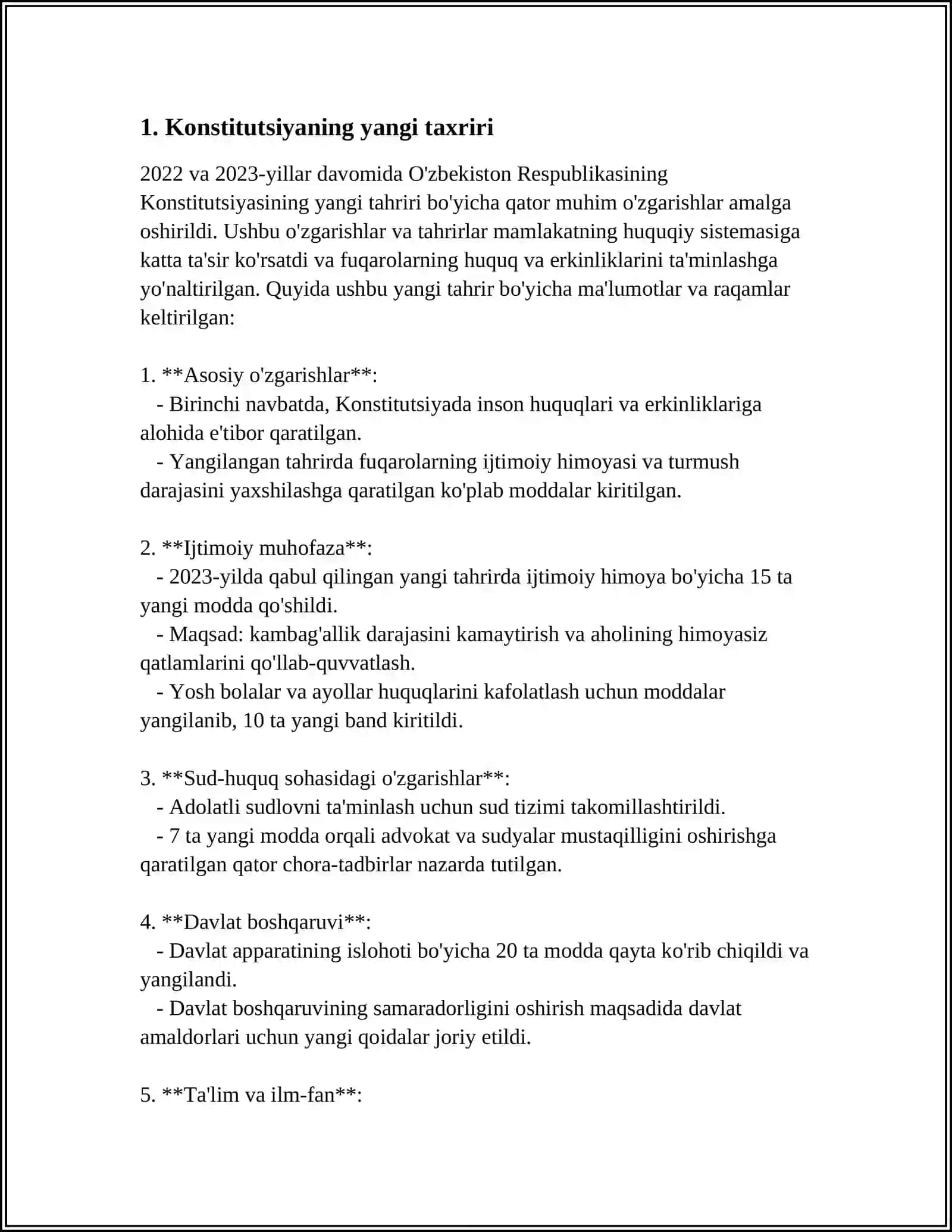 O'ZBEKISTON RESPUBLIKASI YANGI TAXRIRDAGI KONISITUTSIYASI UMUM XALQ TOMONIDAN QABUL QILINISHI 4