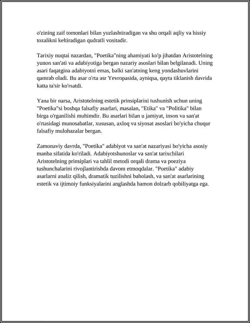 ARISTOTELNING "POETIKA" ASARINI O'QIB O'RGANISH 4
