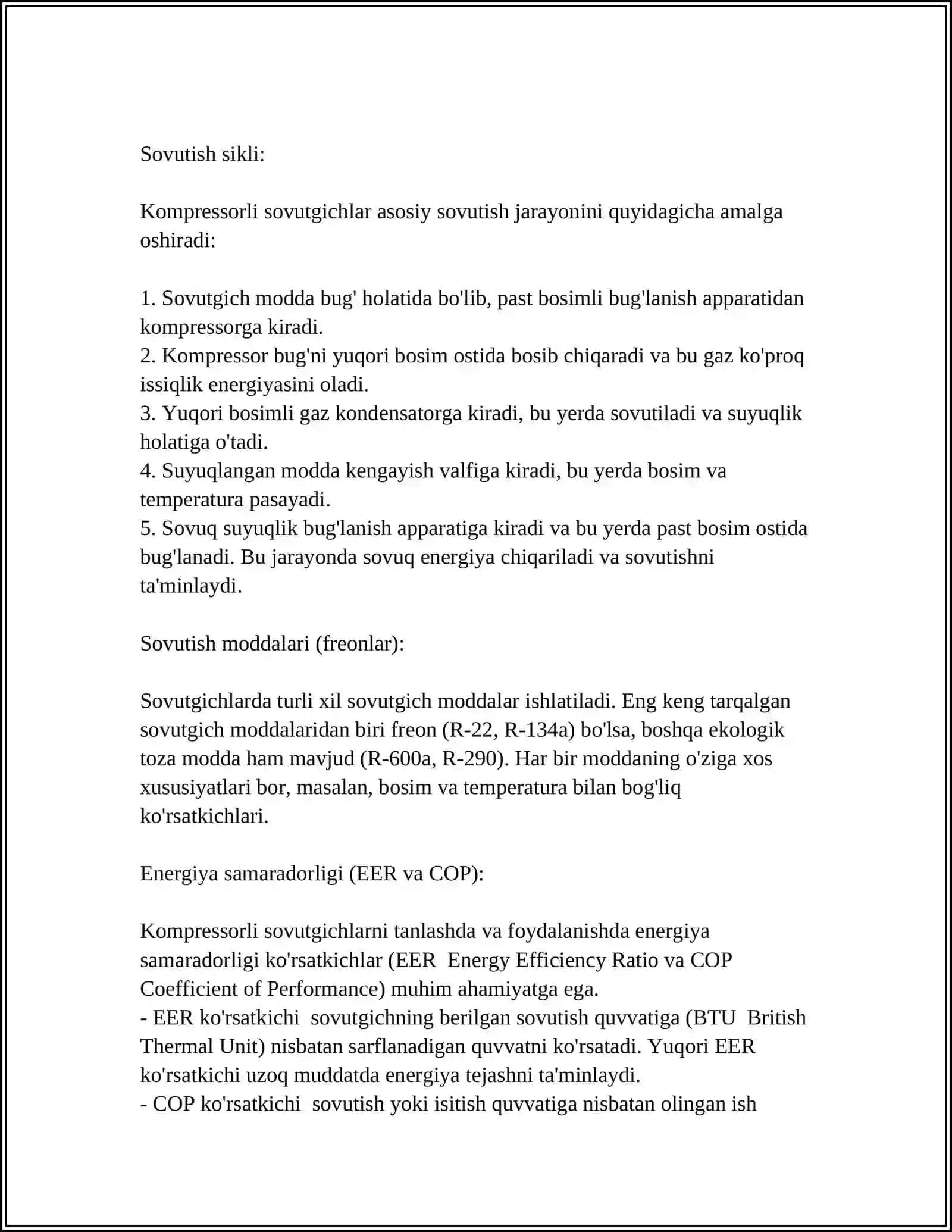 KOMPRESSORLI SOVUTGICHLARNI ISHLASH PRINSIPI 4