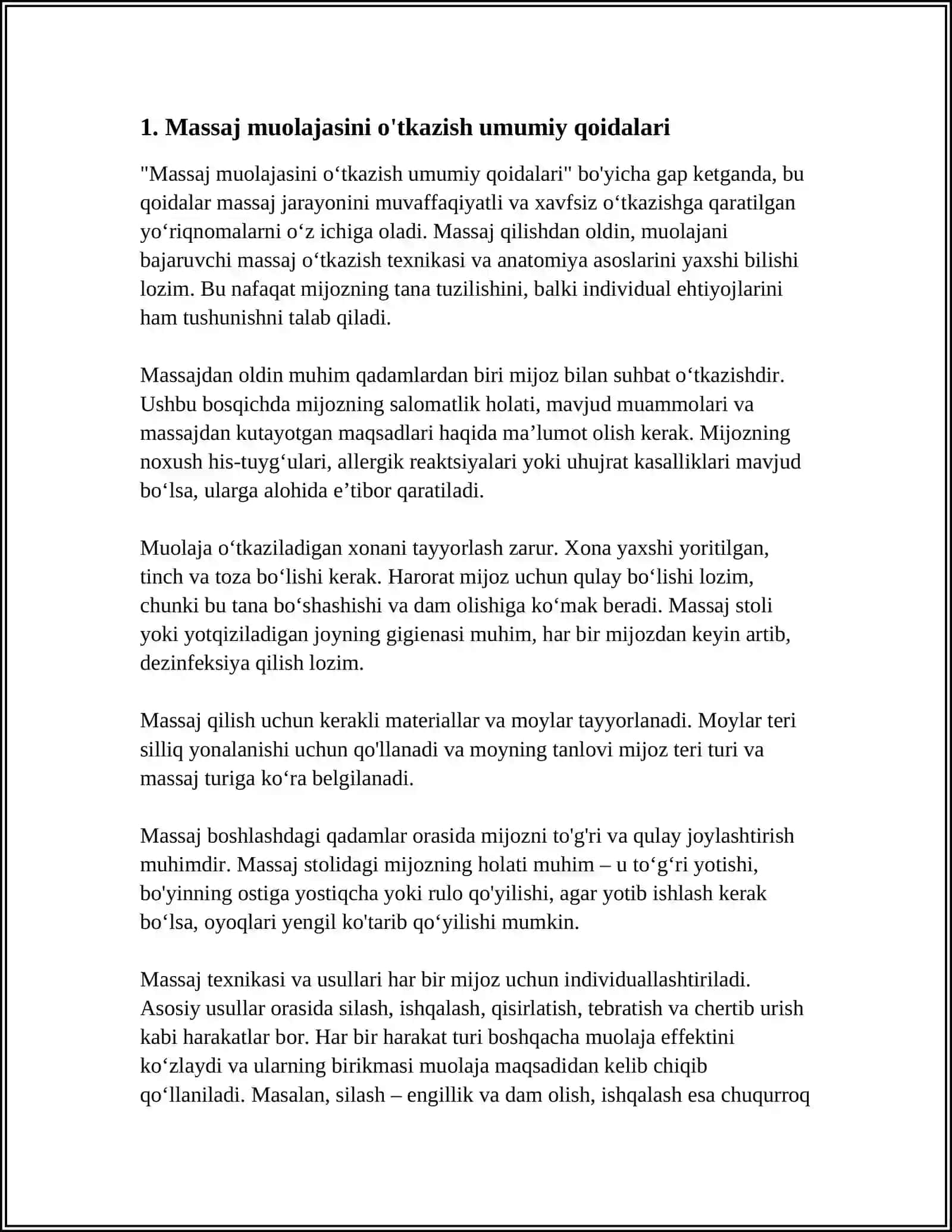 MASSAJ MUOLAJASINI ÕTKAZISH QOIDALARI 4