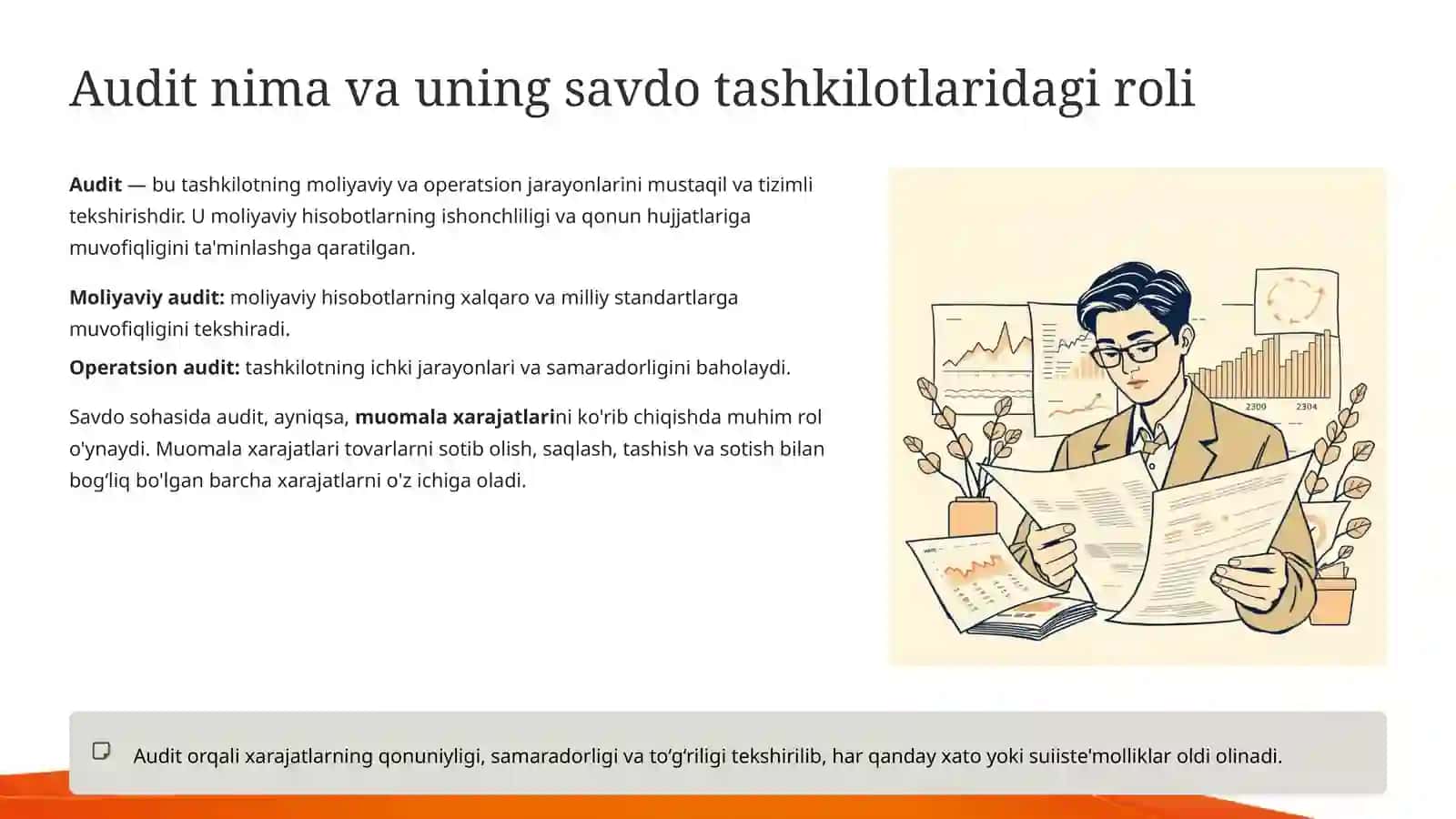Ulgurji va Chakana Savdo Tashkilotlarida Muomala Xarajatlarini Audit Qilish 4