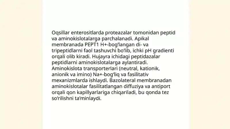 Oziq moddalarning qonda so'rilish mexanizmi 4