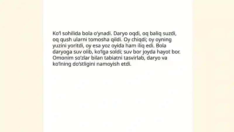 Omonim suzlardan unumli foydalanish hikoya yaratish, tabiat haqida 4