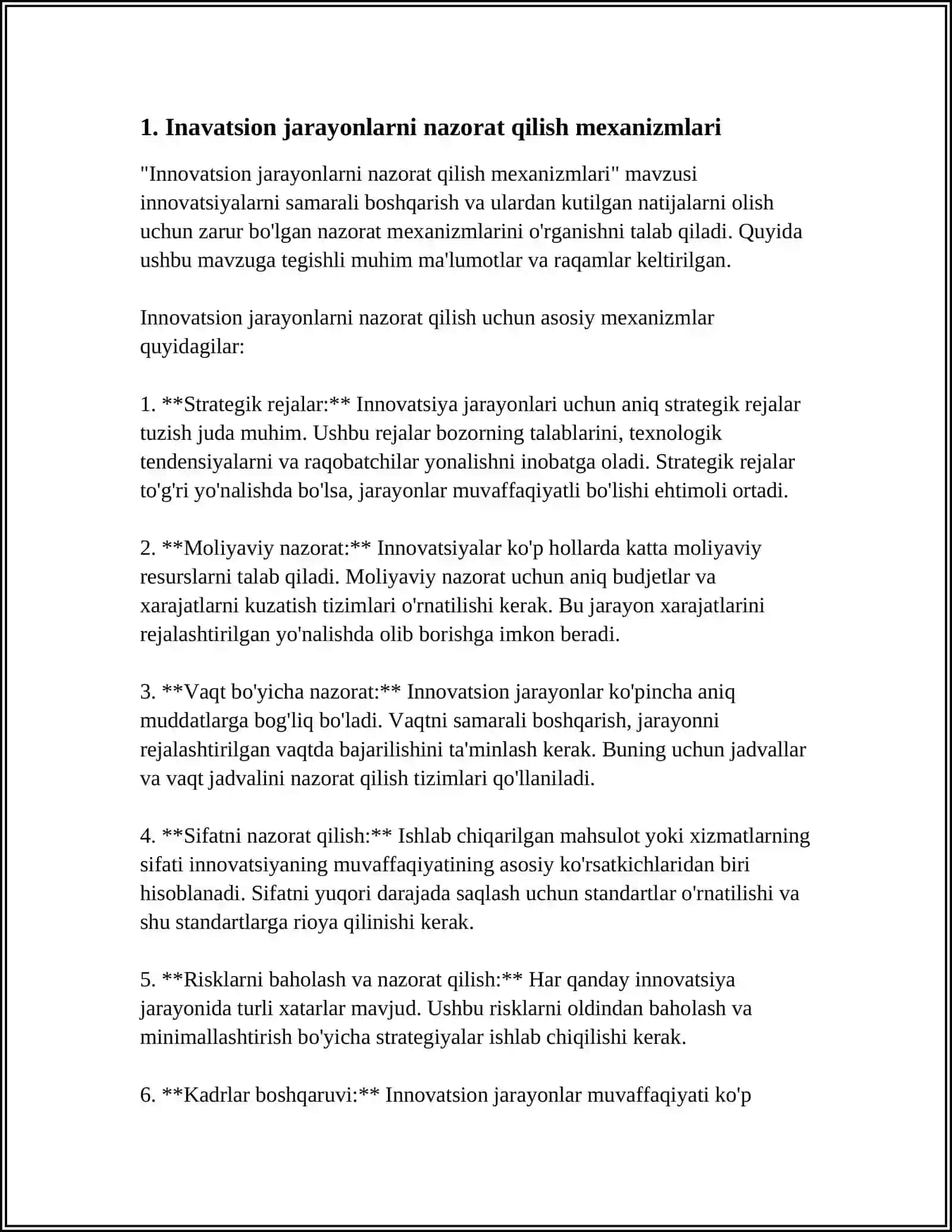 INAVATSION JARAYONLARINI NAZORAT QILISH VA TARTIBGA SOLISH 4