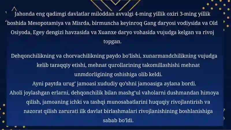 Davlat–Insoniyat Sivilizatsiyasi Rivojlanishi 4