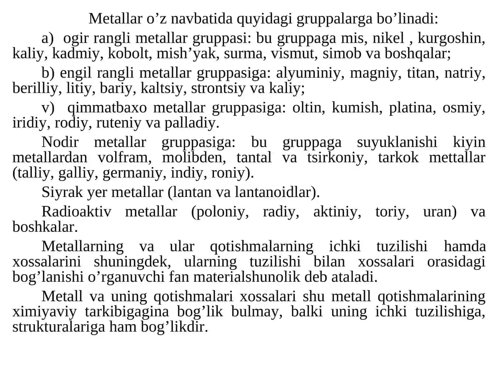 Materiallar xaqida tushuncha 4