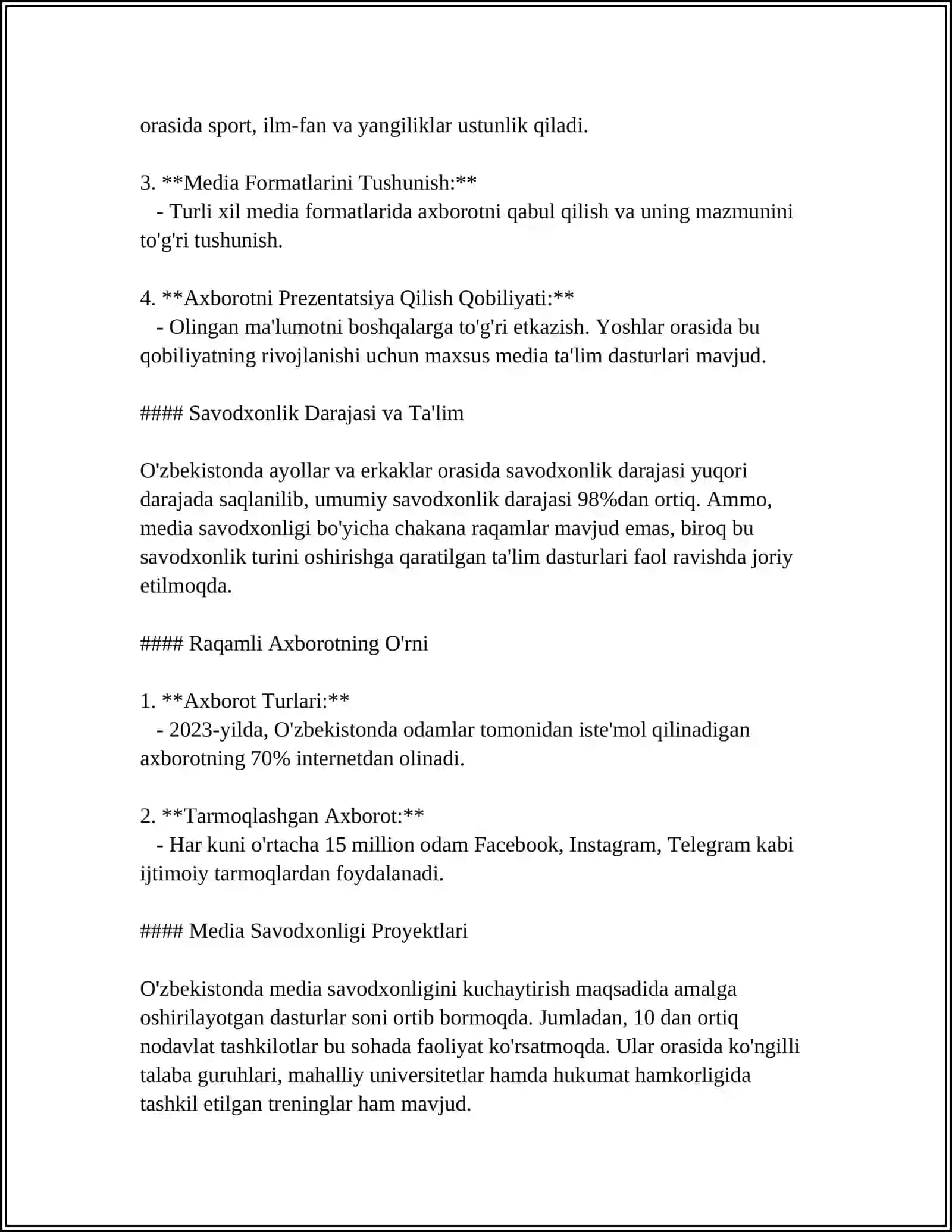 MEDIA SAVODXONLIGINI QANDAY OSHIRISH MUMKIN? 4