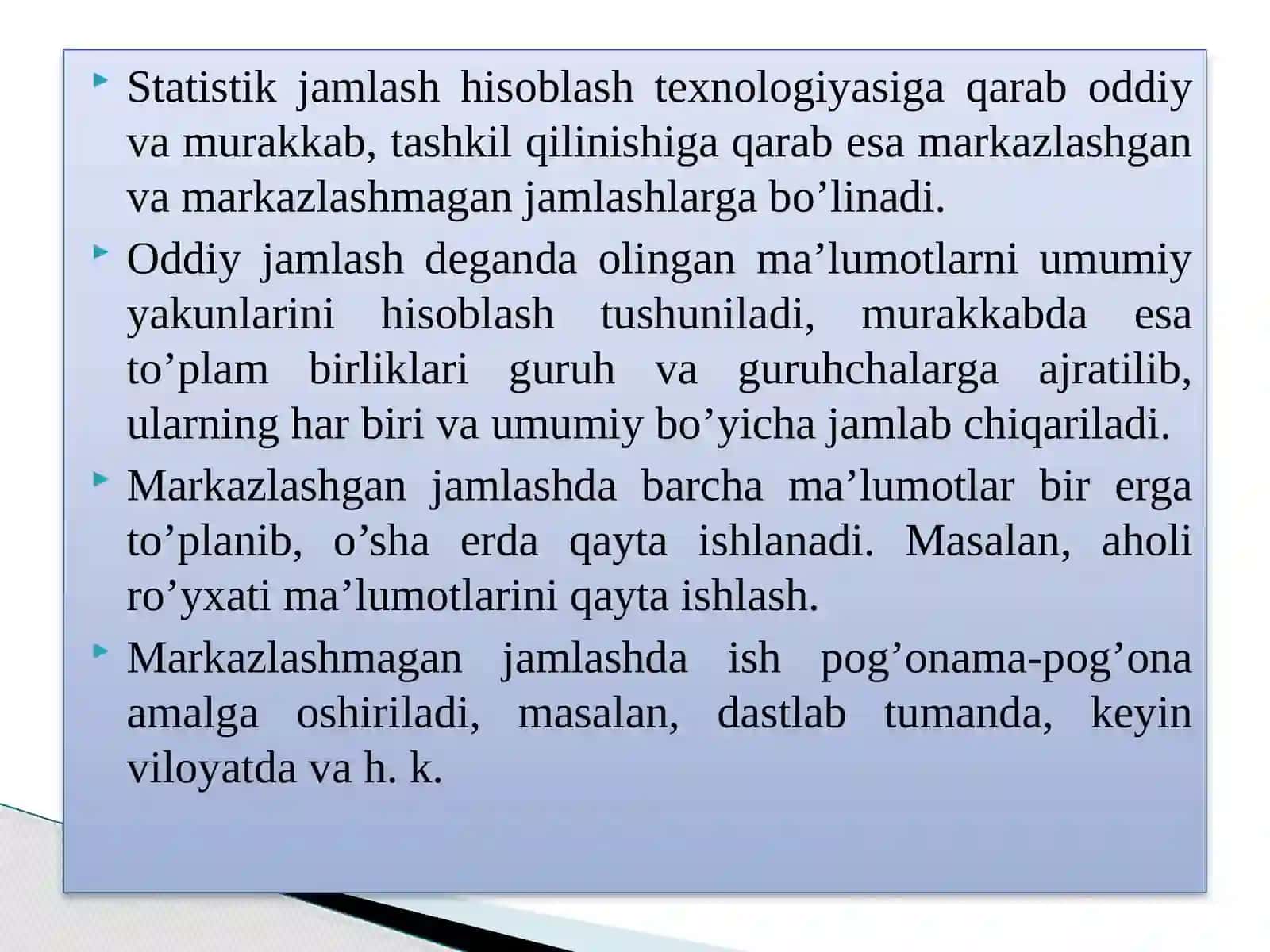 STATISTIKADA JAMLASH VA GURUHLASH 4