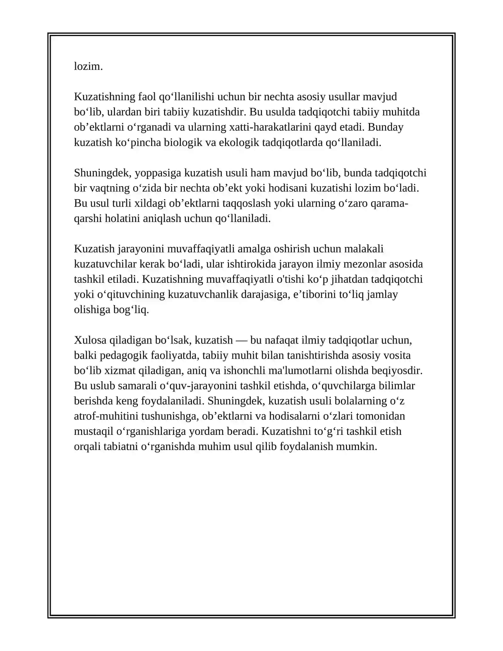 KUZATISH-TABIAT BILAN TANISHTIRISHNING ASOSIY USLUBI 4