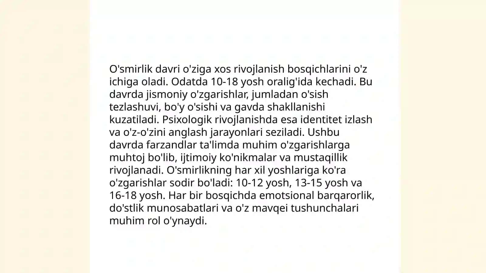 Rivojlanishning yoshga va individual xususiyatlariga oid tadqiqotlar tahlili 4