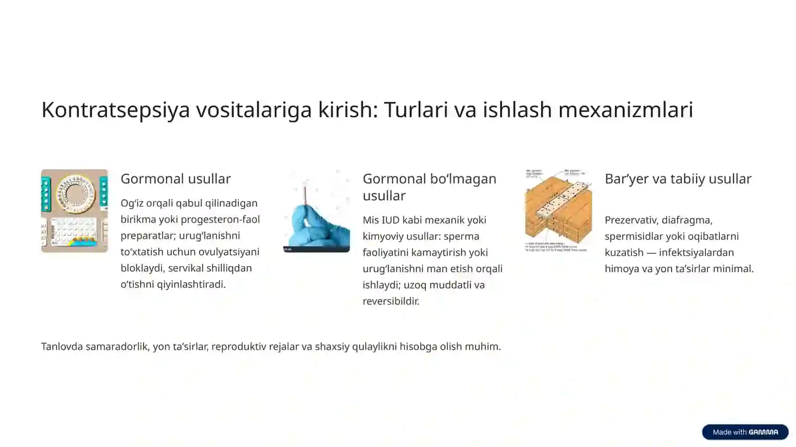 Kontrasepsiya vositalari. Probiotik va prebiotiklar 4