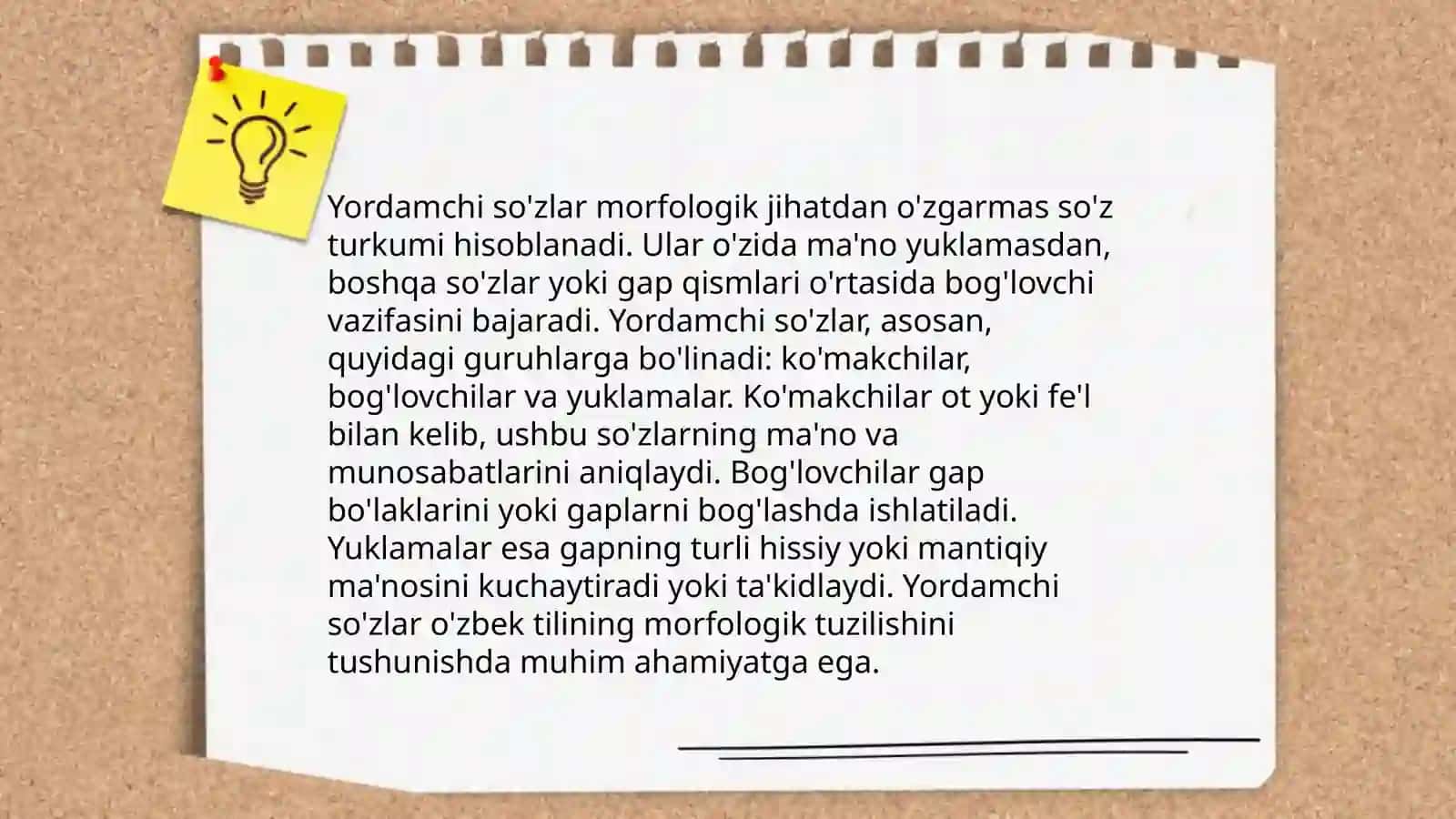 Morfologia; yordamchi so'zlar 4