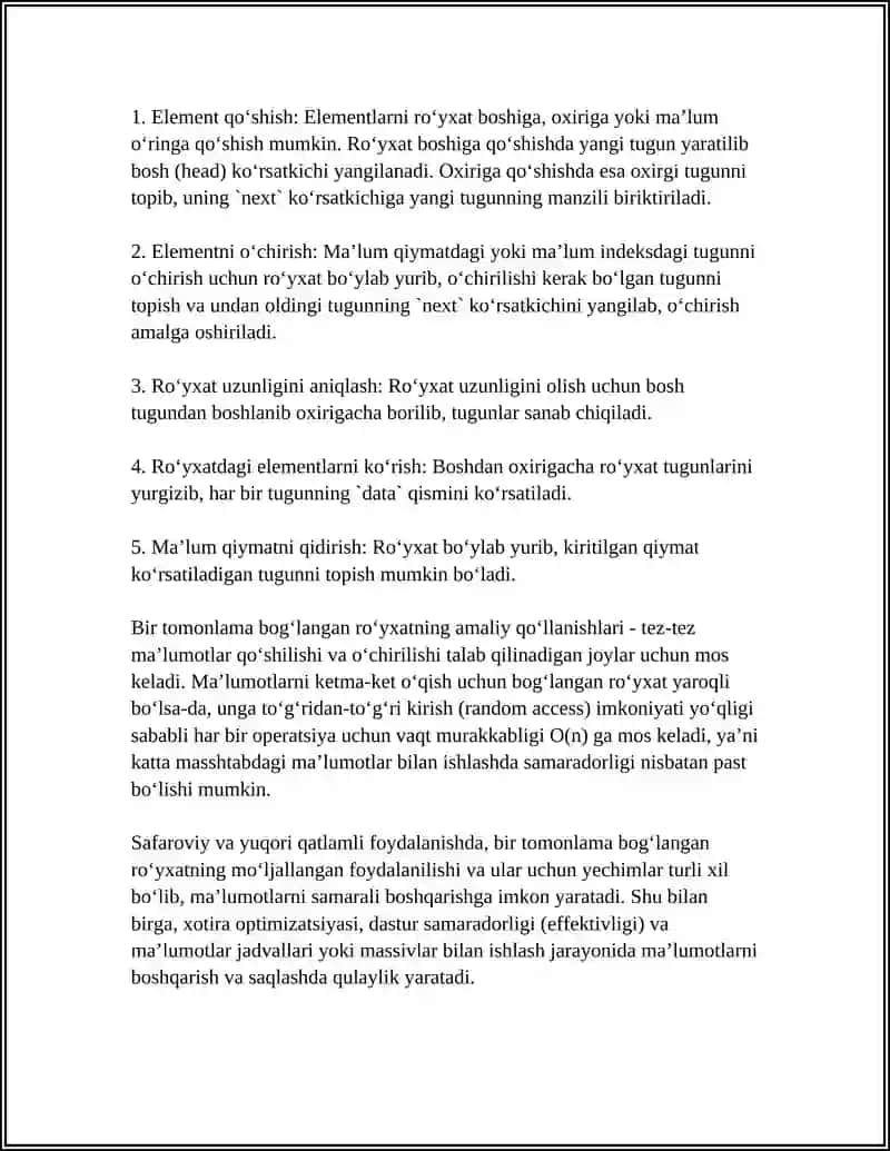 C++ DA BIR TOMONLAMA BOG'LANGAN ROYXAT (SINGLY LINKED LSIT) 4