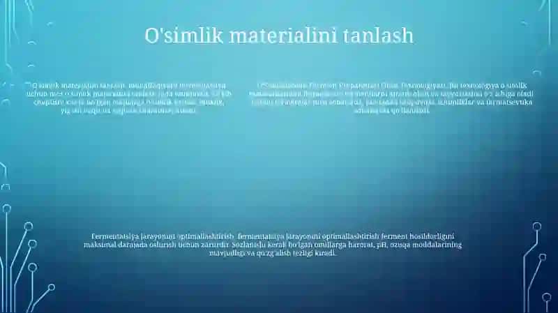 O'Simliklardan Ferment Preparatlari Olish Texnologiyasi 4