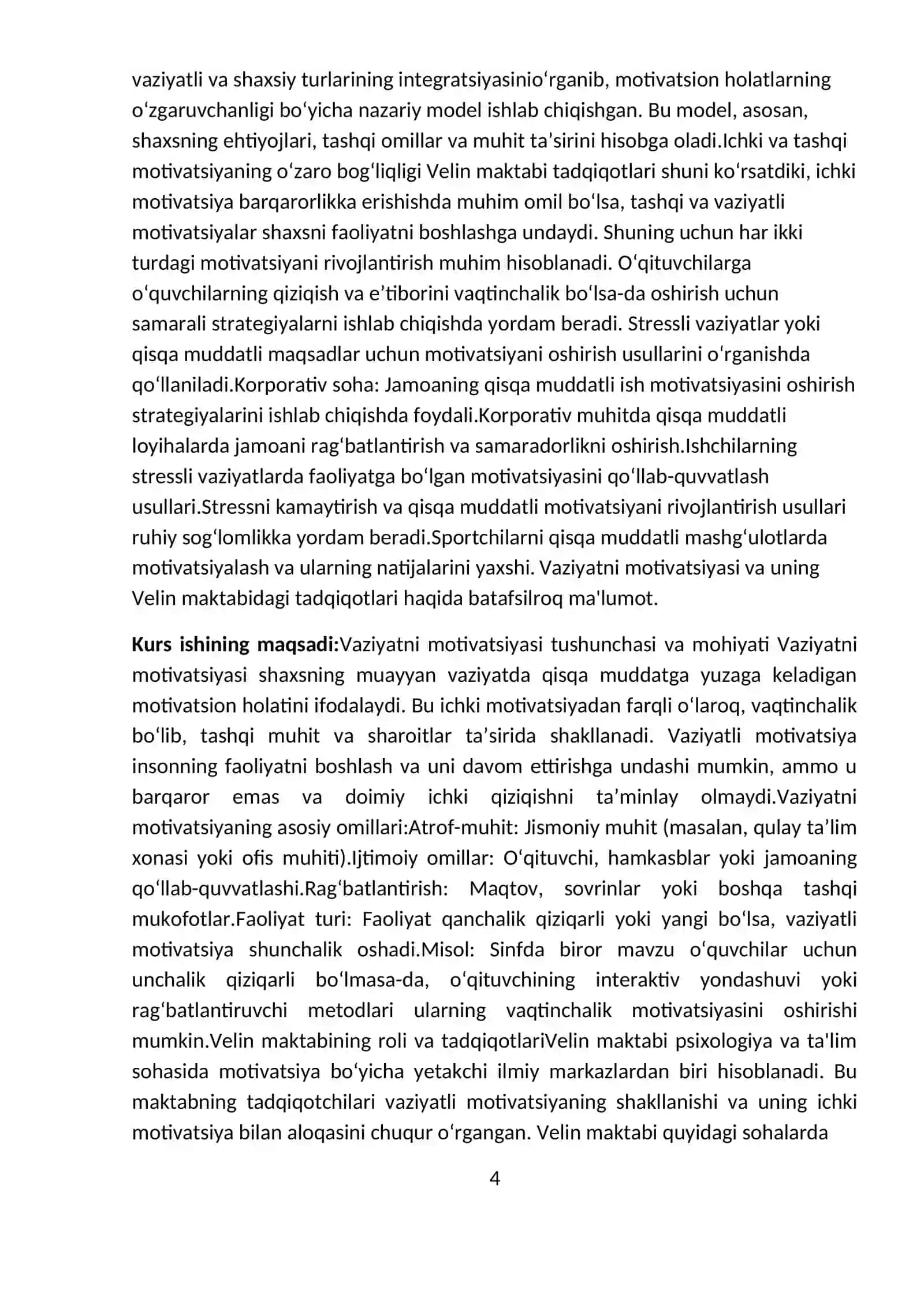 Vaziyat motivatsiyasi va uning Velin maktabi tadqiqotlari 4