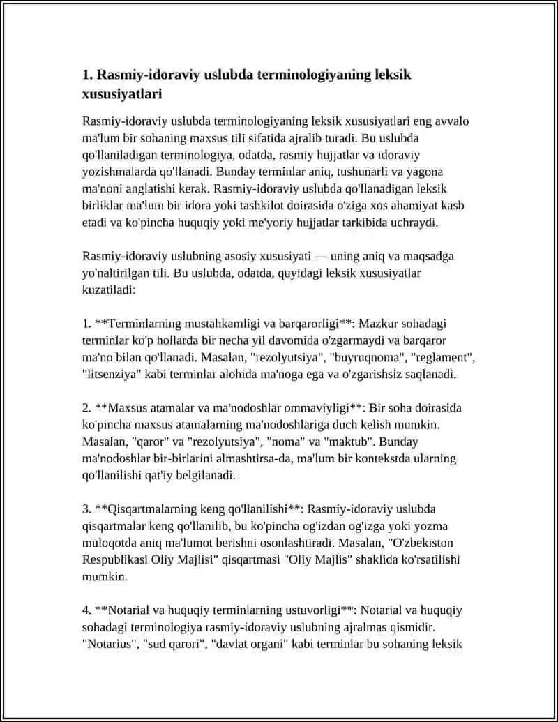 RASMIY IDORAVIY USLUBLARNING LEKSIK GRAMMATIK XUSUSIYATLARI 4