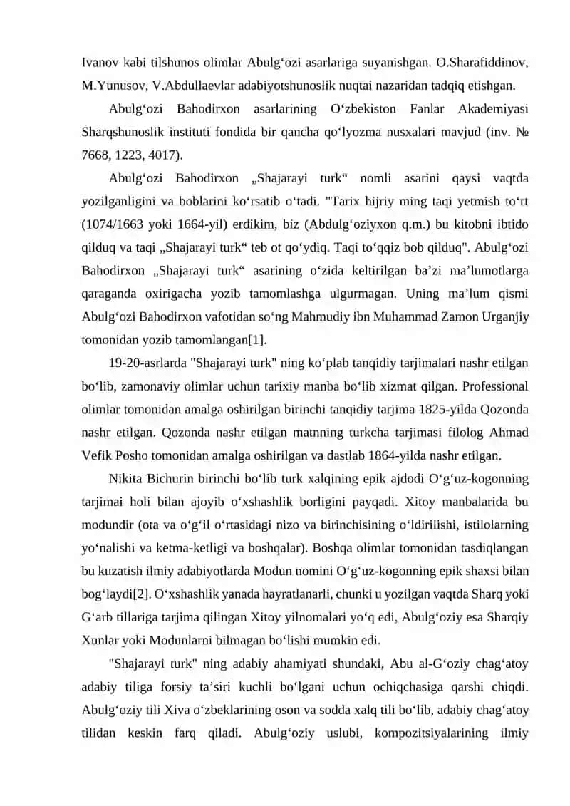 XIVA XONLIGI ADABIY MUHITINING SHAKLLANISHI VA TARAQQIYOTIDA ABULGʻOZI BAHODIRXON, MUNIS, OGAHIY VA FERUZ IJODINING O‘RNI 4