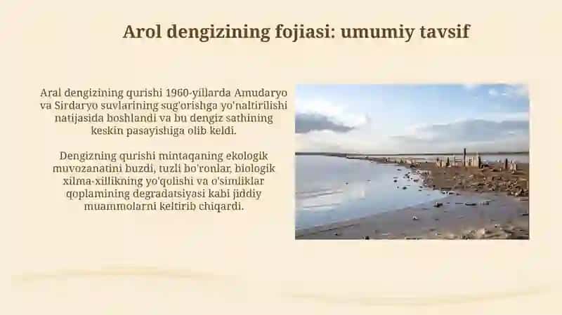 Orol dengizi katastrofasi va mamlakatimiz barqaror rivojlanish muammolari 4