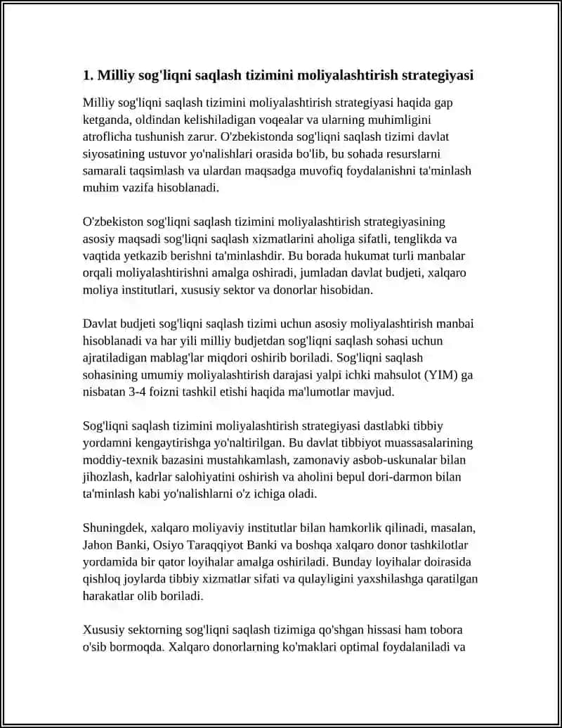 SOGLIQNI SAQLASH TIZIMINI REJALASHTIRISH VA MABLAG BILAN TAMINLASH 4