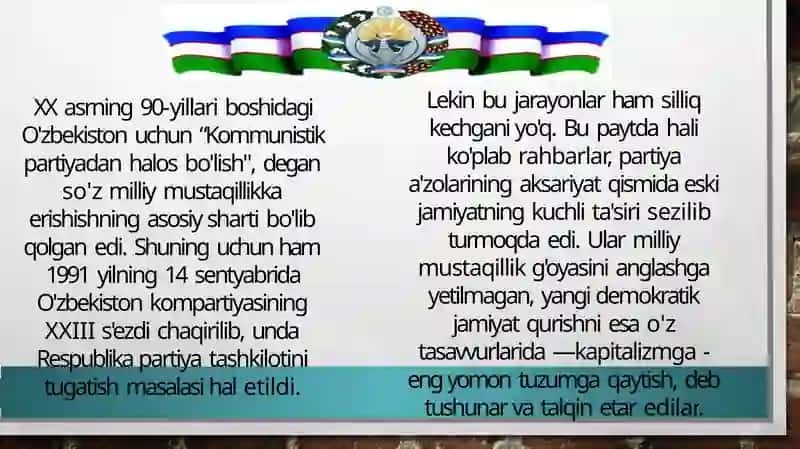 Mustaqil O‘zbekiston Respublikasining tashkil topishi va uning tarixiy ahamiyati 4
