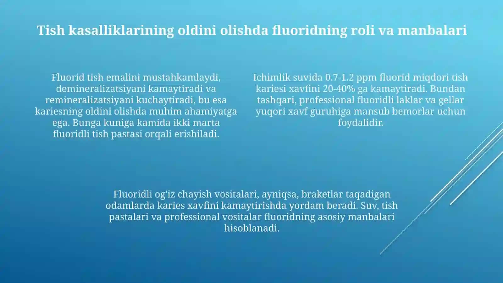 Stomatologik kasalliklar profilaktikasida fluor saqlovchi birikmalar 4