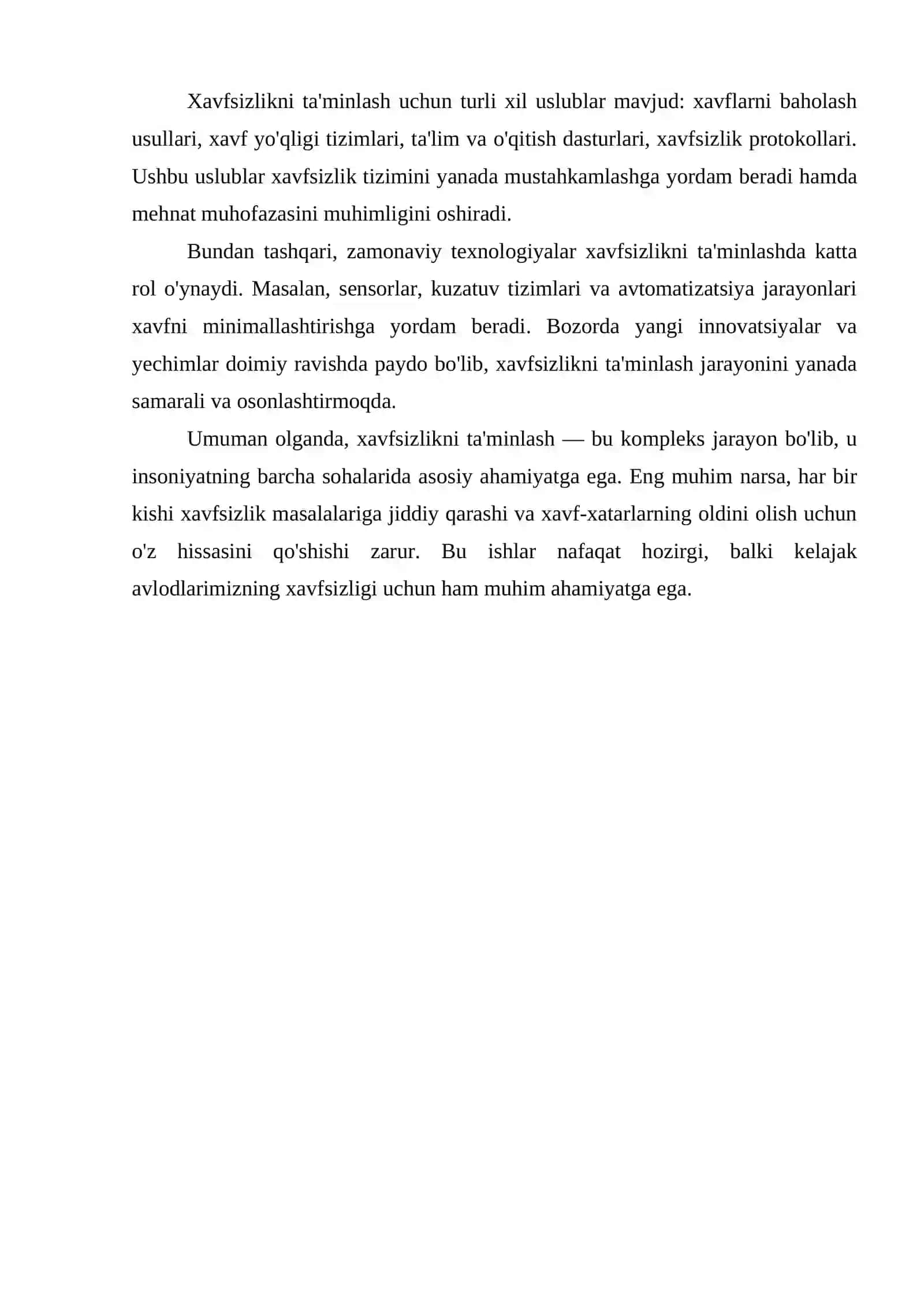 XAVFSIZLIKNI TA’MINLASH ASOSLARI VA FAOLIYAT XAVFSIZLIGINI TAHLIL QILISH 4