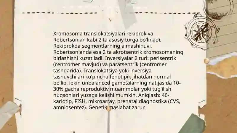 Irsiy kassaliklar:xromosoma va gen kassaliklari.Tibbiy genetik maslahat 4